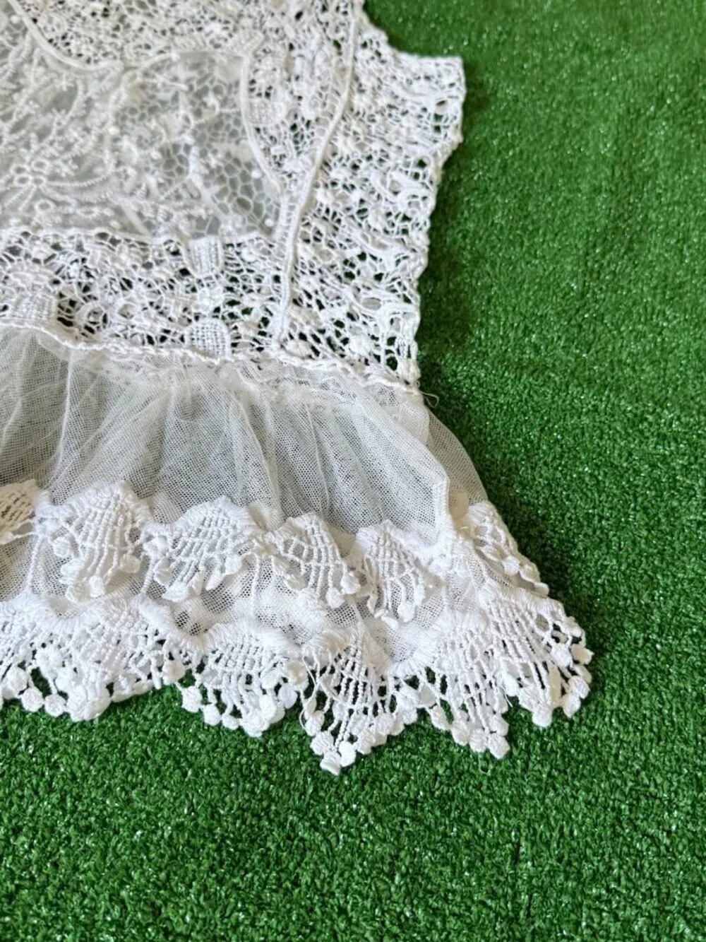 Roommates Boho Ivory Crochet Lace Sheer Tank Top Festival Cover Up Plus Size 3X - Picture 3 of 14